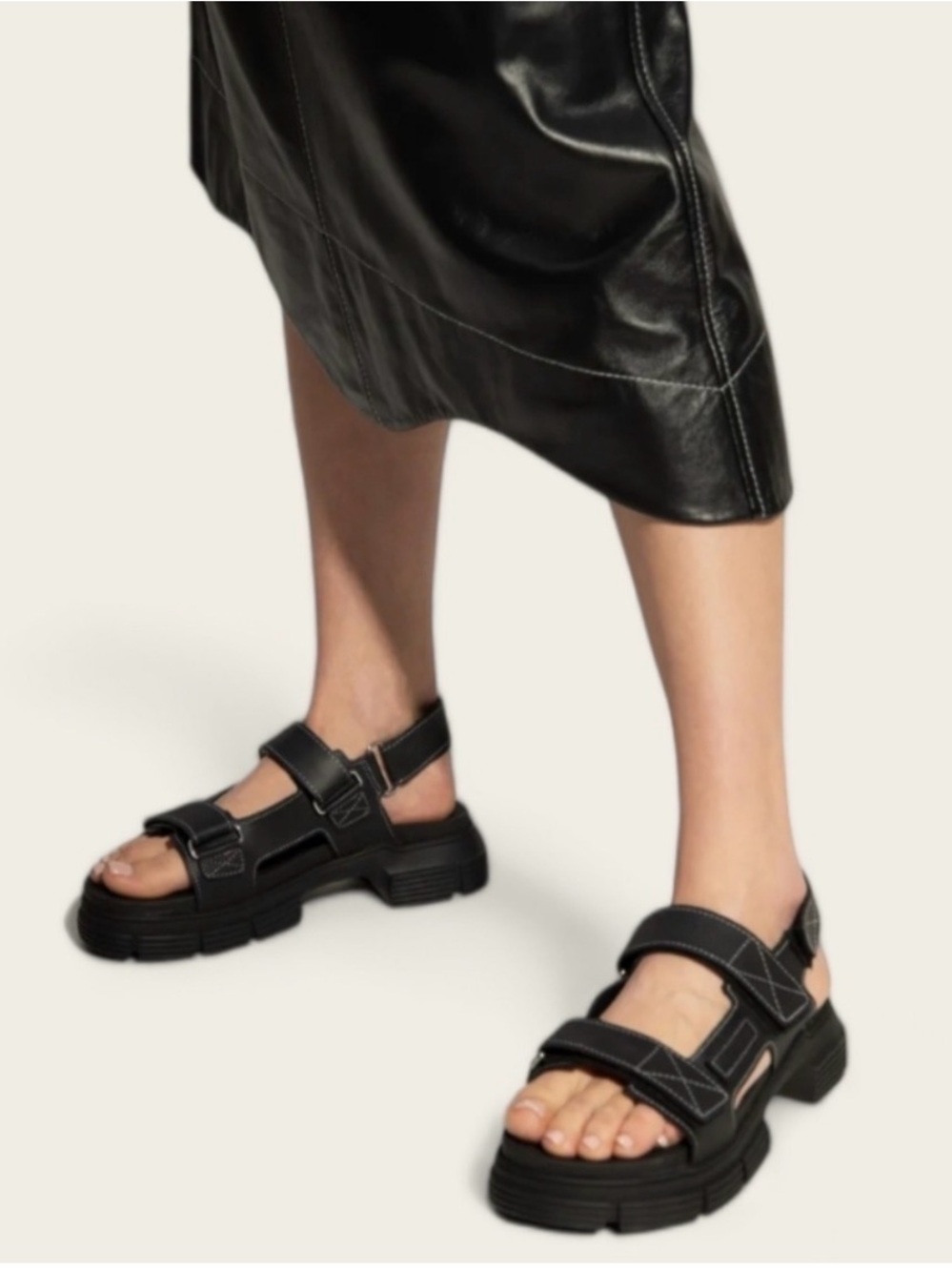 Ganni Black Chunky Strap Sandals